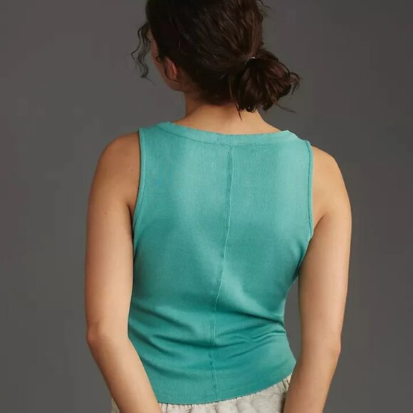 Brand New Pilcro by Anthropologie Ribbed Henley Tank Top - Picture 2 of 8